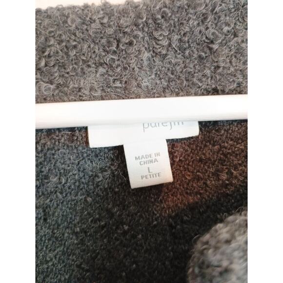 Pure Jill Coat Women Large Petite Gray Bouclé Wool Blend Open Chore Basic Jacket - Picture 3 of 8